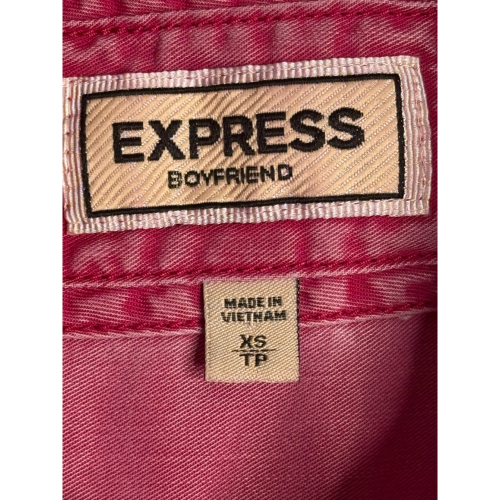 EXPRESS Pink Boyfriend Button Down Shirt XS - Picture 9 of 10